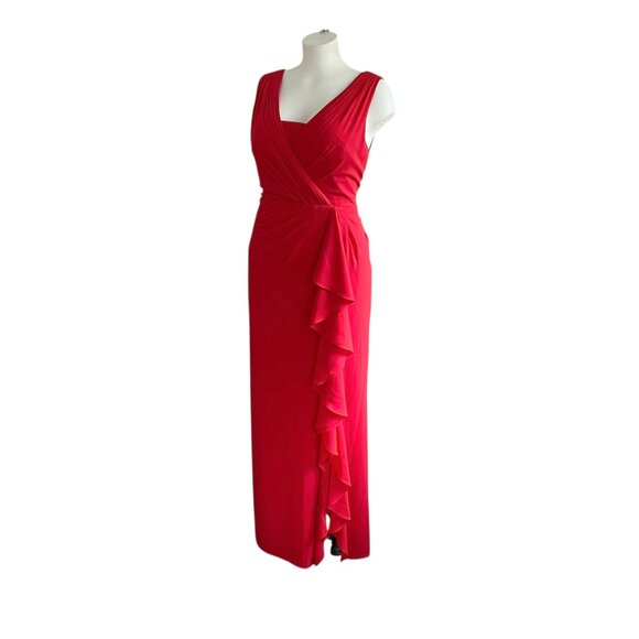Aidan Mattox Red Maxi Dress Gown - Size 12 - Picture 4 of 7